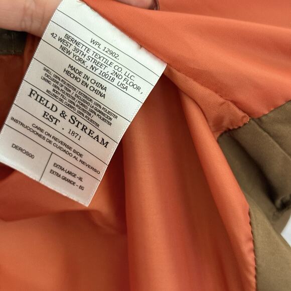 Filed & Stream Puffer Vest Men’s XL Zip Up Sherpa Collar Pockets Outdoor Brown - Picture 8 of 16